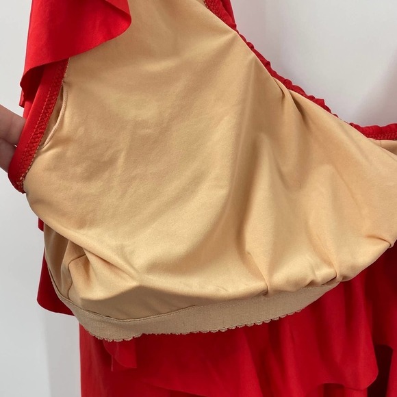 J. Crew 24 Ruffle Scoopback One Piece Swimsuit Red AK952 - Picture 6 of 7